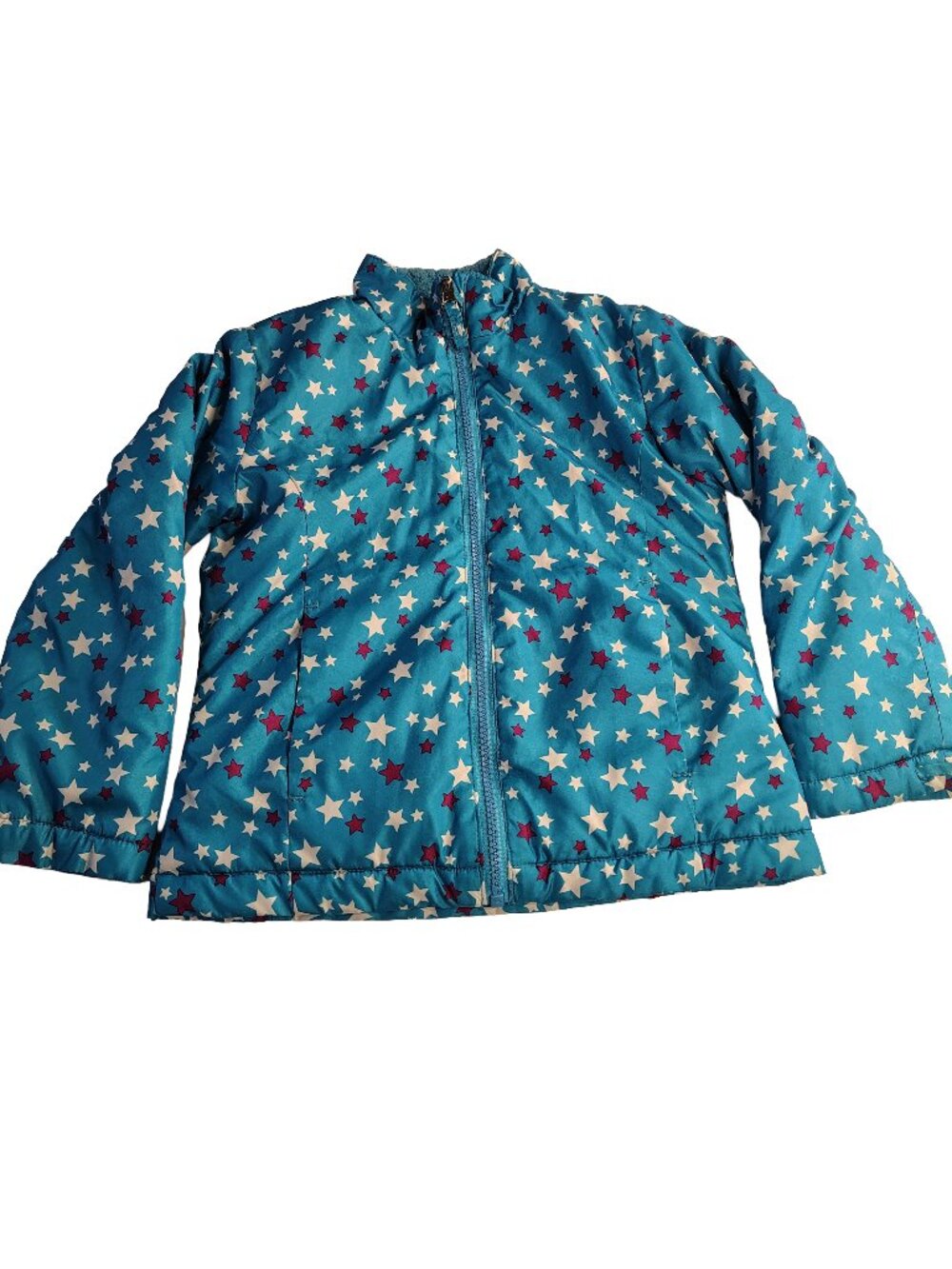 Girl's Size XS (4-5) Light Blue Stars Swiss+Tech Branded Heavy Puffy Coat